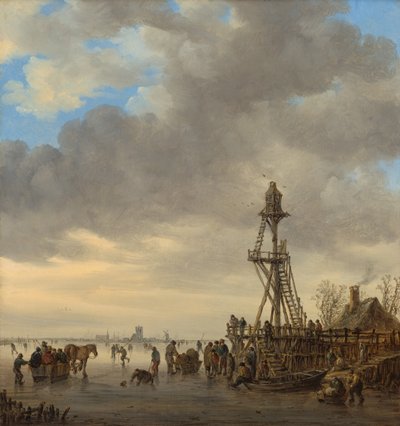 Eisszene in der Nähe eines hölzernen Aussichtsturms von Jan van Goyen