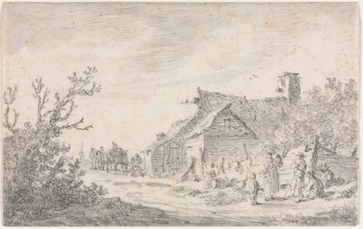 Landschaft mit einem Cottage und Figuren von Jan van Goyen