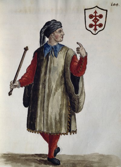 Carrarese-Kleid, Aquarell aus Die venezianischen Kleider, fast jedes Alters, sorgfältig gesammelt und im 18. Jahrhundert gemalt, von Jan van Grevenbroeck oder Giovanni Grevembroch (1731-1807), Italien von Jan van Grevenbroeck