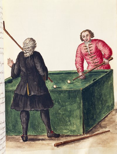 Zwei venezianische Adlige beim Billardspielen, von Jan Grevenbroeck (1731-1807), Gravur, Italien von Jan van Grevenbroeck