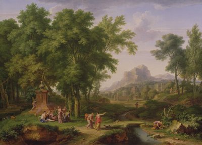 Arkadische Landschaft mit einer Büste der Flora, 1724-25 von Jan van Huysum
