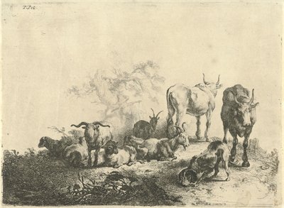 Landschaft mit Vieh und einer Milchmagd von Jan van  Noordt