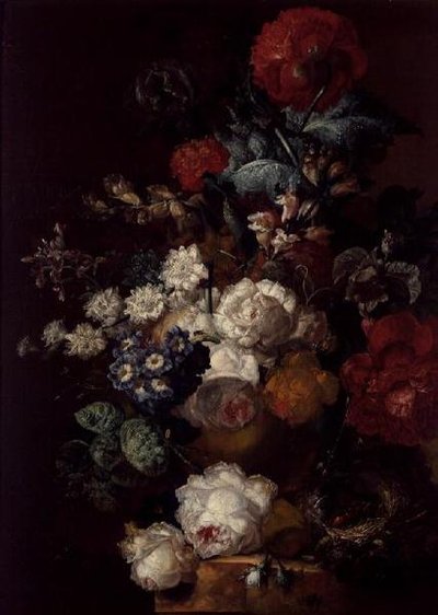 Stillleben mit Blumen und einem Vogelnest von Jan van Os