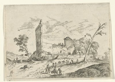 Landschaft mit römischer Ruine und Eselhirten von Jan van Ossenbeeck (attributed to)