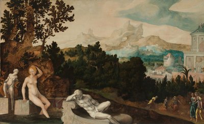 Landschaft mit Bathseba von Jan van Scorel