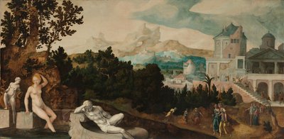 Landschaft mit Bathseba von Jan van Scorel