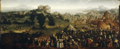 Landschaft mit Turnier und Jägern, 1519-20 von Jan van Scorel