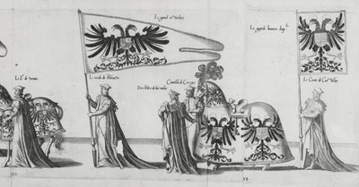 Banner bei der Trauerprozession von Kaiser Karl V., 1559 von Jan van and Doetechum Doetechum the elder