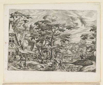 Landschaft mit Dorfszene von Jan van and Doetechum Lucas van and Bol Hans Doetechum the elder