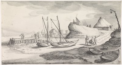 Boote an einem Flussufer von Jan van de Velde (II)