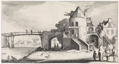 Zollhaus mit Holzbrücke über den Fluss von Jan van de Velde (II)