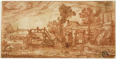 Kanal mit Brücke und Häusern von Jan van de Velde II