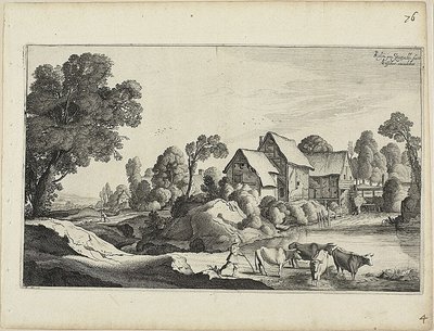 Rinderherde an einer Furt in der Nähe einer Wassermühle von Jan van de Velde II