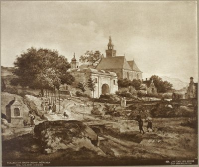 Klooster met landerijen in een berglandschap von Jan van der Heyden