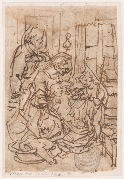 Die Heilige Familie und St. Johannes der Täufer von Jan van der Straet, called Stradanus