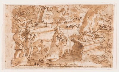 Das Opfer von Hiob, Vorentwurf für "Spiritus Timoris Domini" (Die Gabe der Gottesfurcht), Platte 7 in der Druckserie "Die sieben Gaben des Heiligen Geistes" von Jan van der Straet, called Stradanus