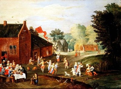 Bauernfest in einem Dorf von Jan van the Elder Kessel