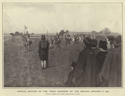 Jährliche Überprüfung der Tokio-Garnison durch den Mikado, 8. Januar 1904 von Japanese Photographer