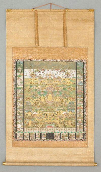 Illustration des Kontemplations-Sutra (Taima Mandara) von Japanese School