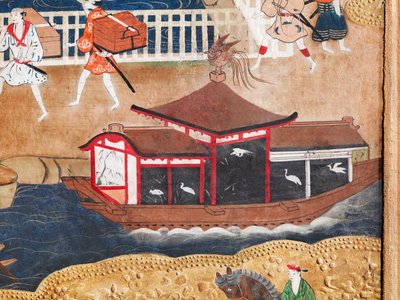 Osakazu Byobu - Japanischer achtteiliger Wandschirm (Malerei) von Japanese School