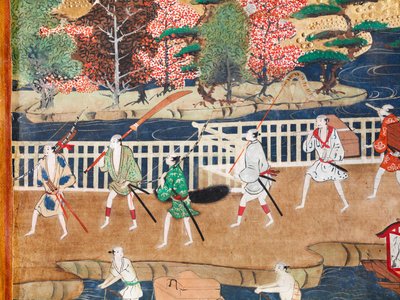 Osakazu Byobu - Japanischer achtteiliger Wandschirm von Japanese School