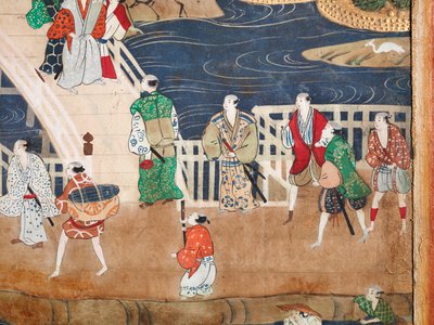 Osakazu Byobu - Japanischer achtteiliger Wandschirm von Japanese School