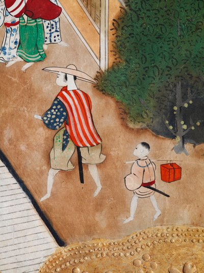 Osakazu Byobu - Japanischer achtteiliger Wandschirm von Japanese School