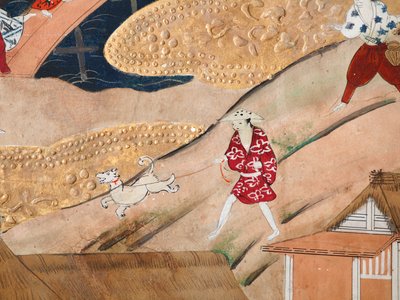 Osakazu Byobu - Japanischer achtteiliger Paravent von Japanese School
