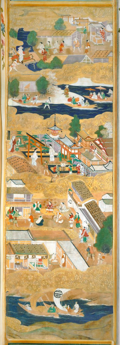 Osakazu Byobu - Japanischer achtteiliger Paravent von Japanese School