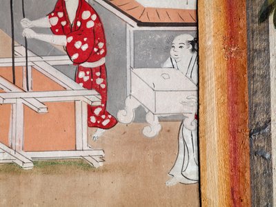Osakazu Byobu - Japanischer achtteiliger Paravent von Japanese School