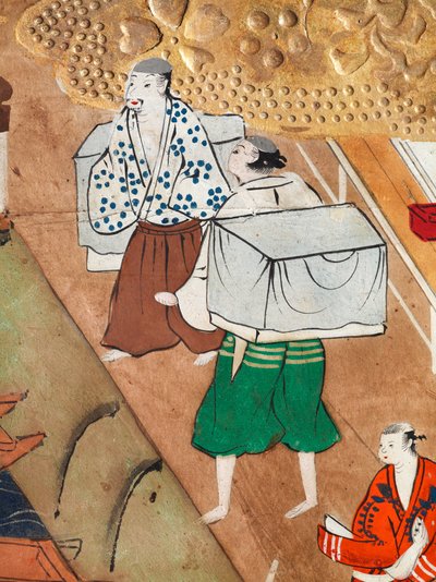 Osakazu Byobu - Japanischer achtteiliger Paravent von Japanese School