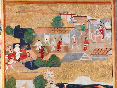 Osakazu Byobu - Japanischer achtteiliger Faltbildschirm von Japanese School