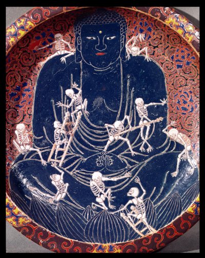 Teller mit Buddha und zehn Skeletten (Detail) von Japanese School