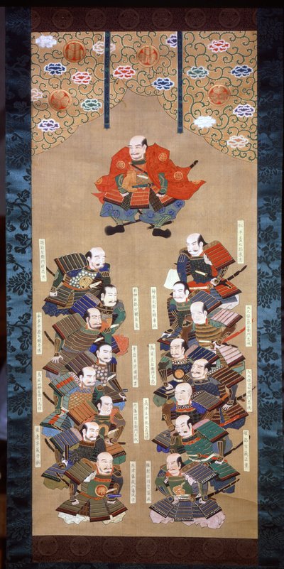 Shogun der Tokugawa-Familie mit den 16 edlen Samurai, 17. Jahrhundert von Japanese School