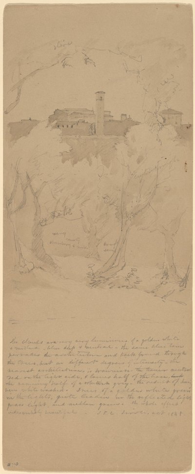 Blick durch die Bäume in Tivoli (recto) von Jasper Francis Cropsey