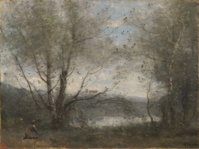 Ein Teich durch die Bäume gesehen von Jean-Baptiste-Camille Corot