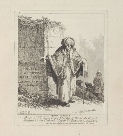 Frau des Volkes, Platte eins aus Divers Habillements des Peuples du Nord von Jean-Baptiste Le Prince