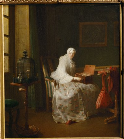 Die Serinette, auch Dame, die ihre Vergnügungen variiert genannt von Jean-Baptiste Simeon Chardin