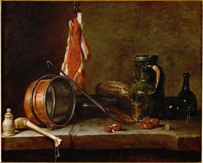 Menü des Fettes und Küchenutensilien von Jean-Baptiste Simeon Chardin