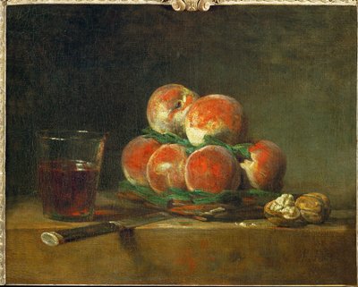 Panier de peches - ein Korb mit Pfirsichen von Jean-Baptiste Simeon Chardin