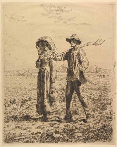 Bauern auf dem Weg zur Arbeit von Jean-Francois Millet