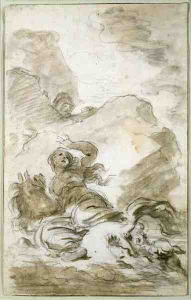 Angelica erreicht das Ufer, wo der Einsiedler lauert von Jean Honore Fragonard