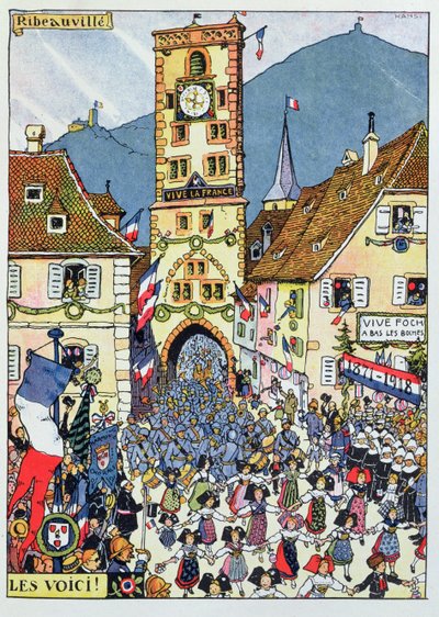 Einzug französischer Truppen in Ribeauville, Elsass von Jean Jacques Waltz