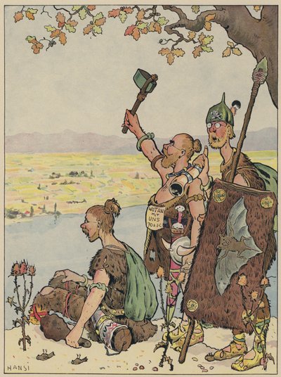Die Deutschen blicken vom anderen Ufer des Rheins nach Elsass von Jean Jacques Waltz