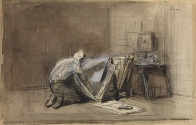 a) Druckkenner (recto); b) Skizze eines Druckkenners (verso) von Jean-Louis Forain