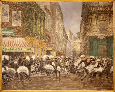 Die Veröffentlichung der Abendzeitungen, Rue du Croissant im Jahr 1914, zeigt die Aktivitäten der Presse im 2. Arrondissement von Paris von Jean-Louis Lefort