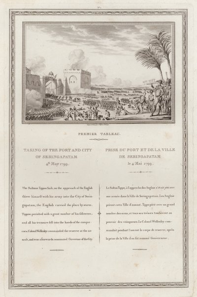 Eroberung der Festung und Stadt Seringapatnam durch die Briten, Vierter Anglo-Mysore-Krieg, Indien von Jean (after) Duplessi Bertaux