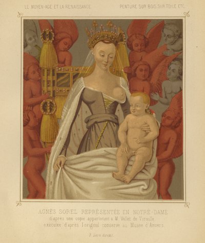 Agnes Sorel als Madonna Lactans (Chromolitho) von Jean (after) Fouquet