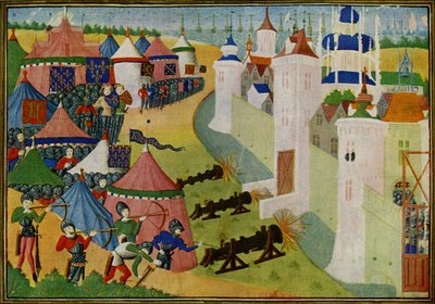 Der Angriff auf die starke Stadt Afrique, modernes Mehadia, Tunesien, aus Froissarts Chroniken von Jean (after) Froissart