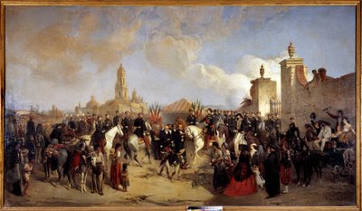 Expedition nach Mexiko (1861-1867): „Einzug der französischen Expeditionsarmee in Mexiko-Stadt am 10.06.1863, General Forey erhält vom Präfekten Azcarte die Schlüssel der Stadt“ von Jean Adolphe Beauce
